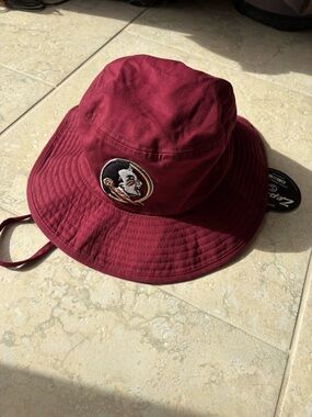 Burgundy Bucket Hat with Embroidered Seminole Logo